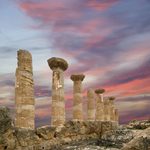 The ancient columns of Agrigento, where centuries of history meet the changing colors of the Sicilian sky.